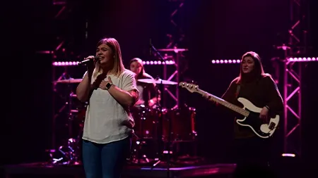 Small group of girls leading worship